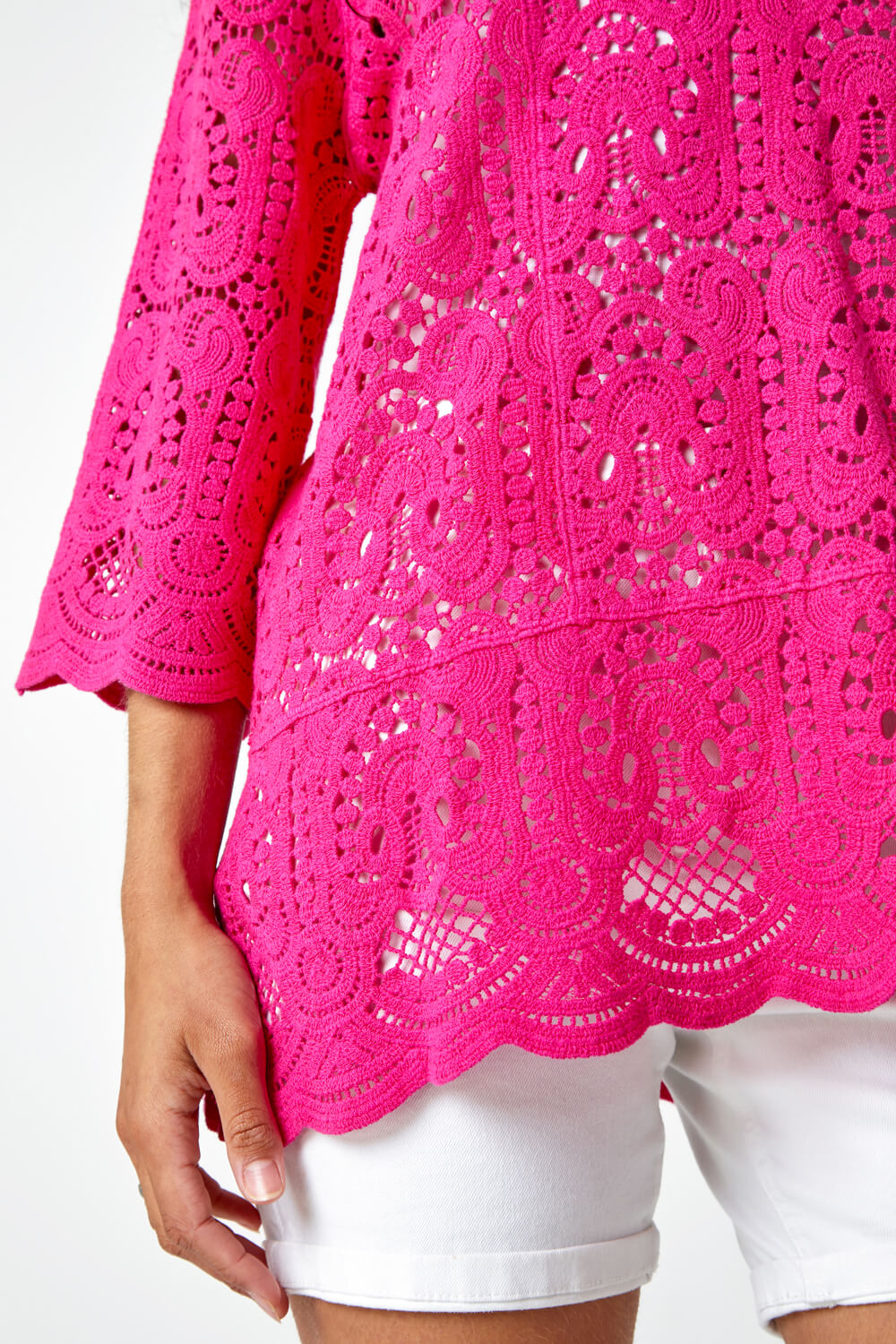 PINK Cotton Crochet Tunic Top, Image 5 of 5