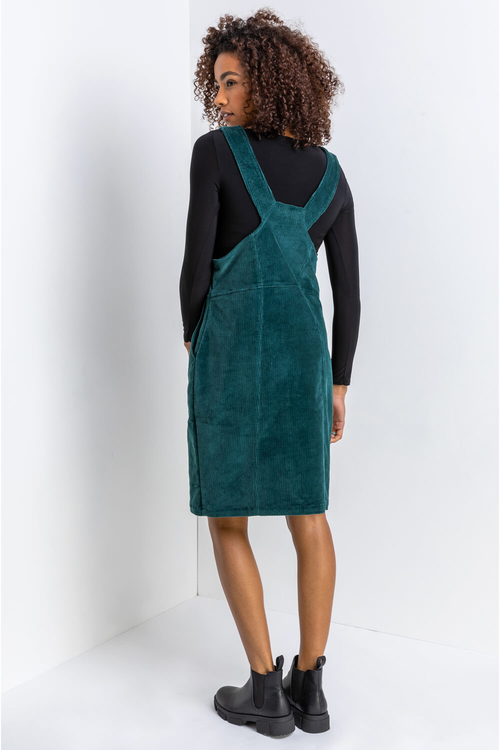 Forest  Button Corduroy Pinafore Dress, Image 3 of 5