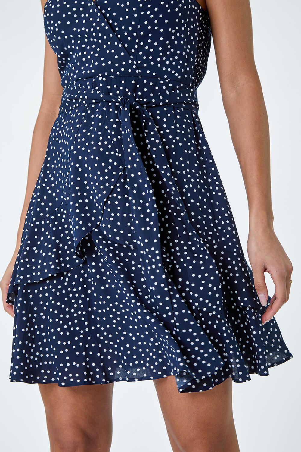  Polka Dot Frill Detail Wrap Dress, Image 5 of 5