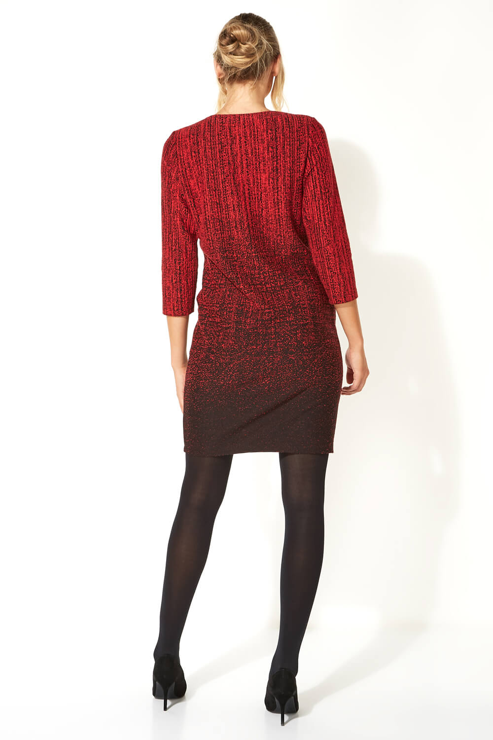 Red Ombre Textured Shift Dress, Image 5 of 5