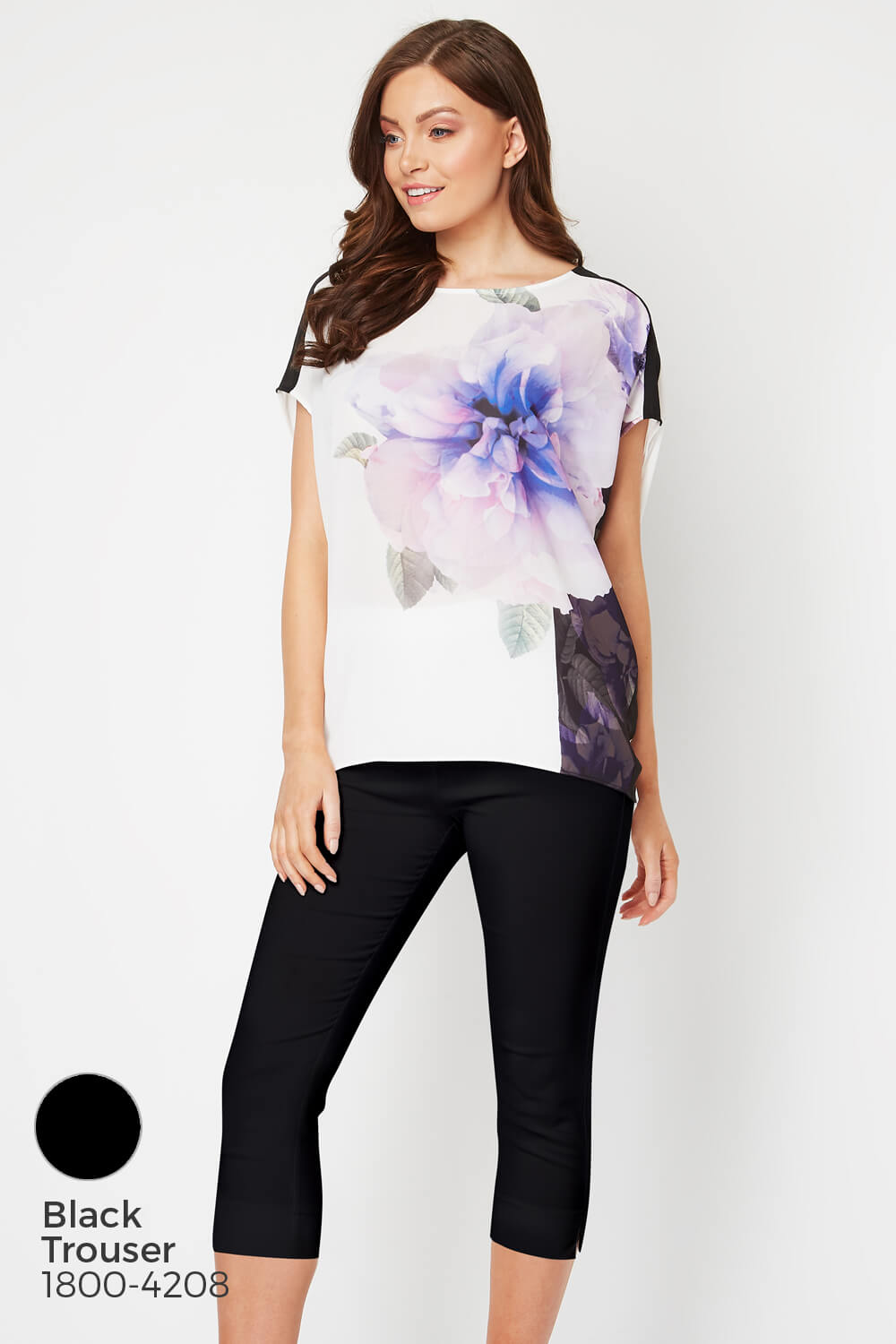 Lilac Floral Contrast Overlay Top , Image 5 of 8