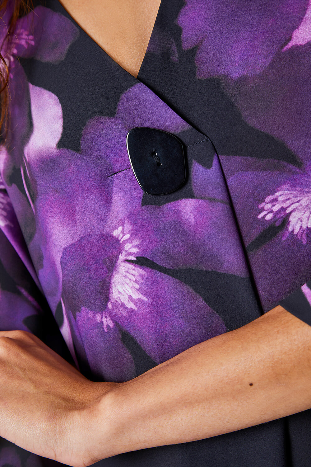 Purple Floral Border Print Blouse, Image 5 of 5