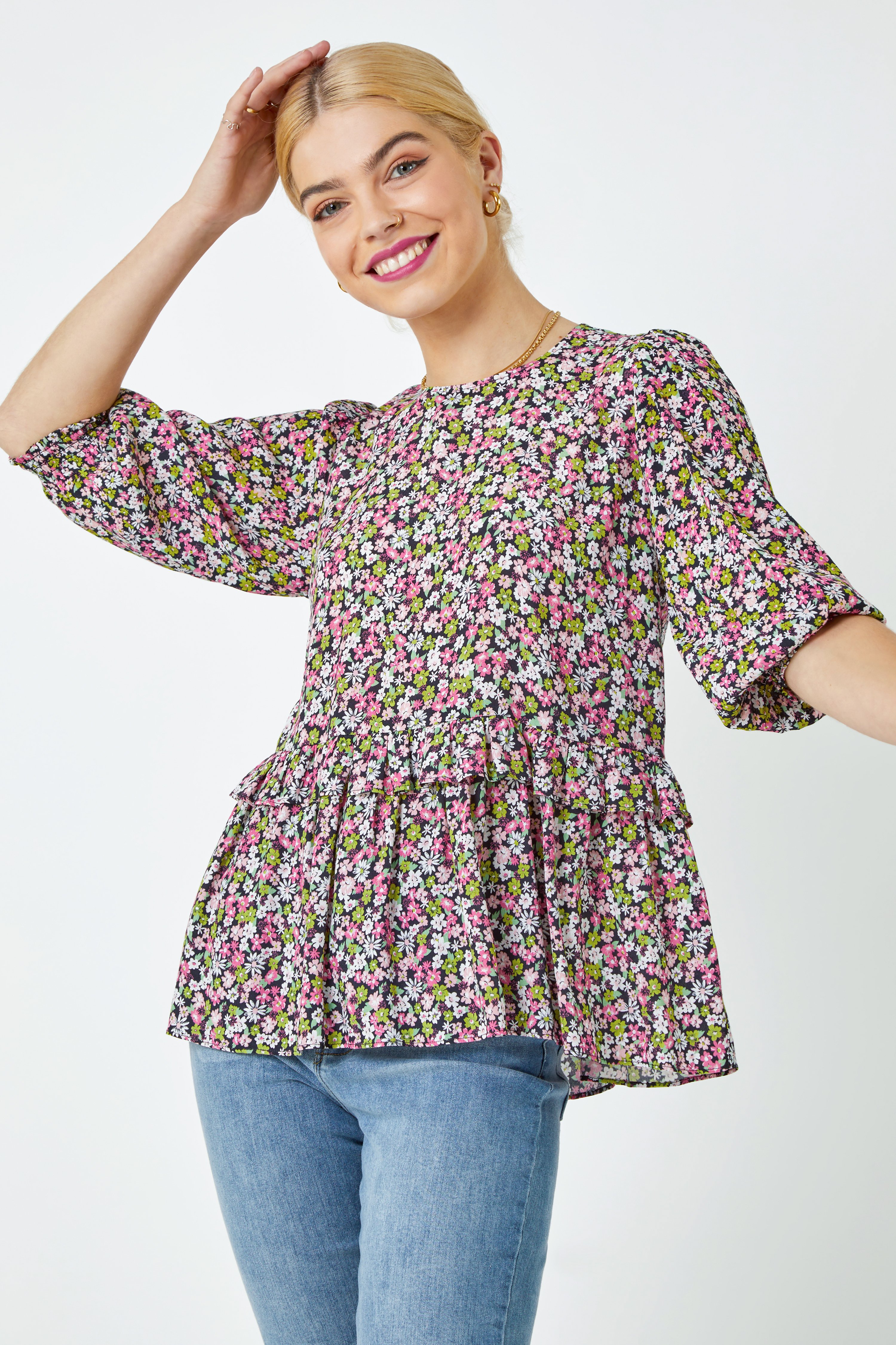 Ditsy Floral Frill Detail Top