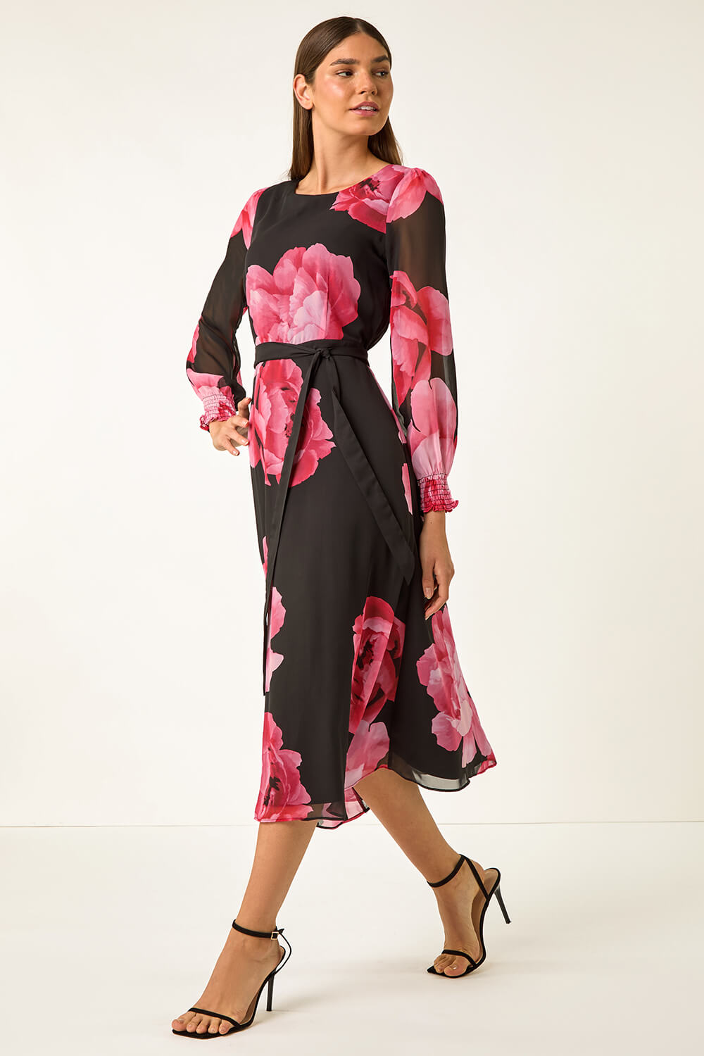 Trinity Khaki Floral Tie Dress
