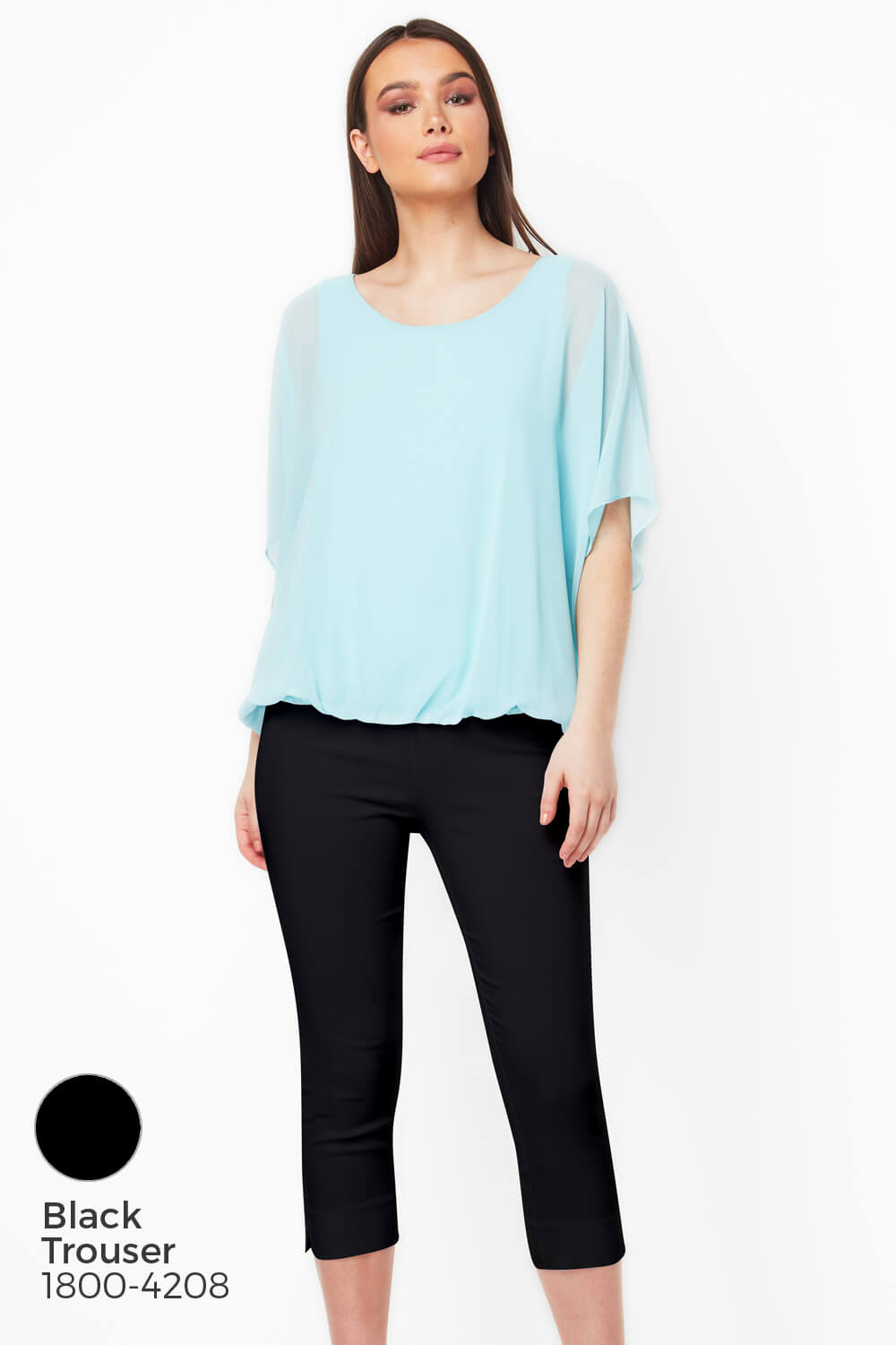 Turquoise Bubble Hem Top, Image 6 of 8