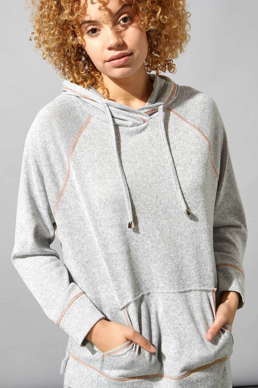 Grey Hooded Lounge Top, Image 3 of 4