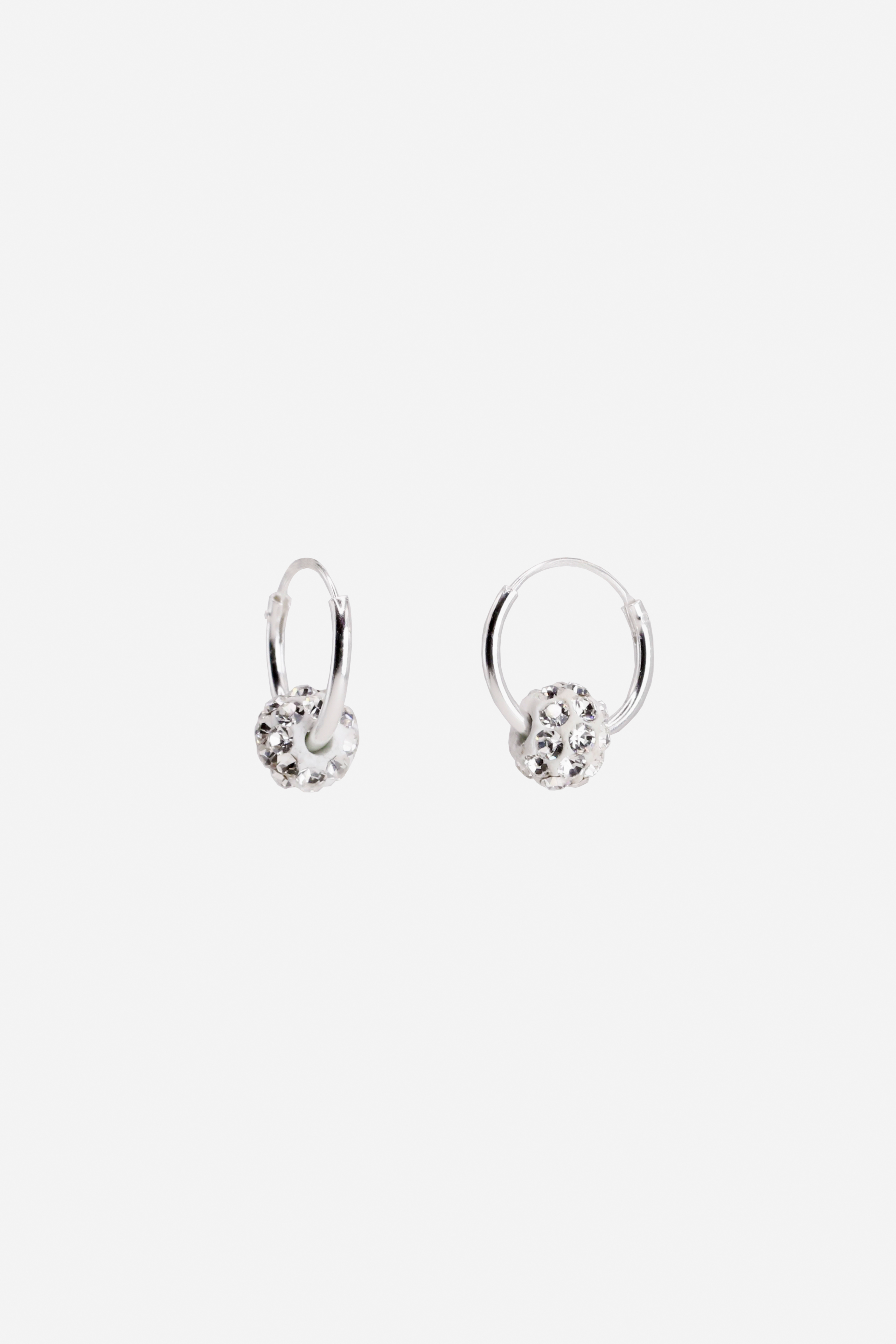Sterling Silver Hoop Sphere Earrings 