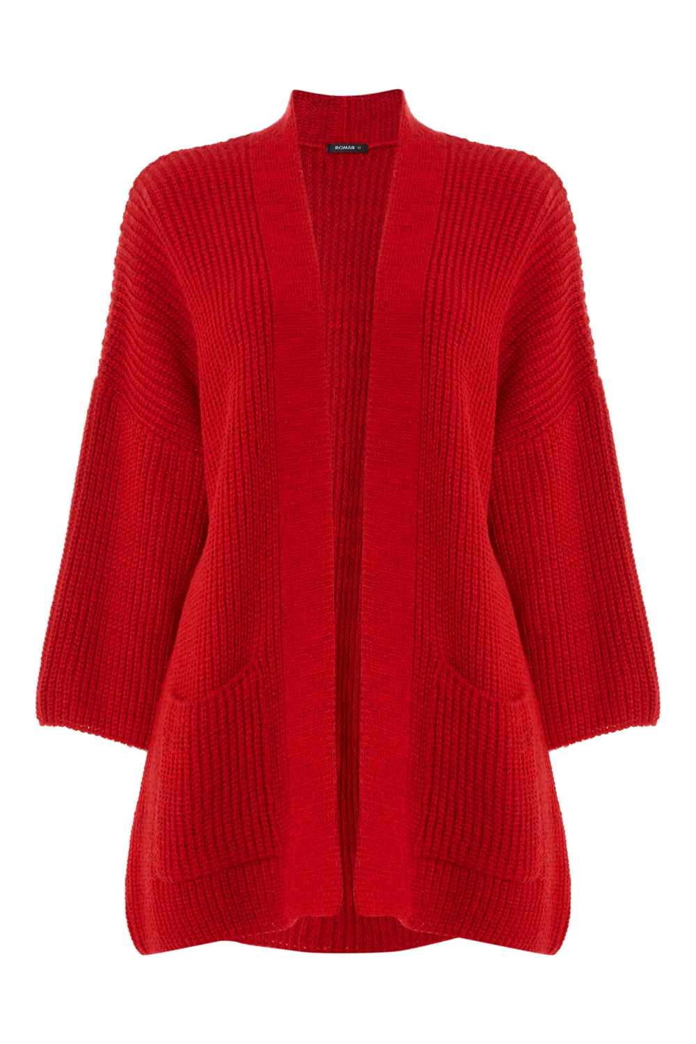 Red Ribbed Knit Cardigan, Image 4 of 4