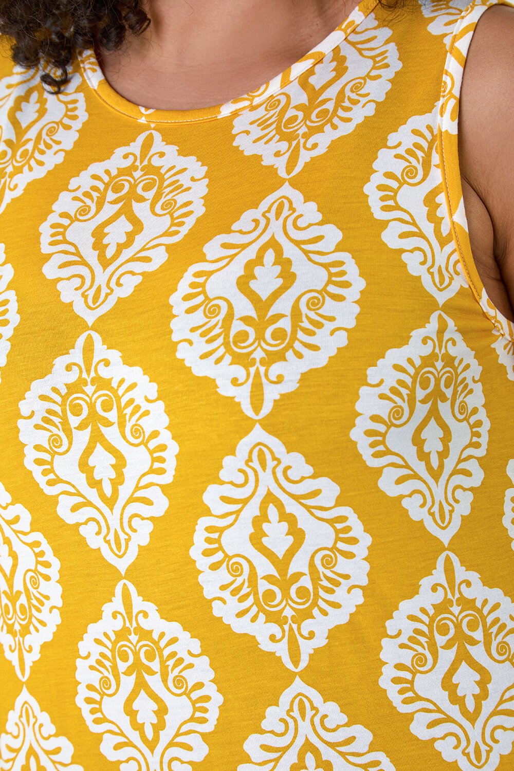 Yellow Curve Aztec Print Stretch Maxi Dress, Image 5 of 5