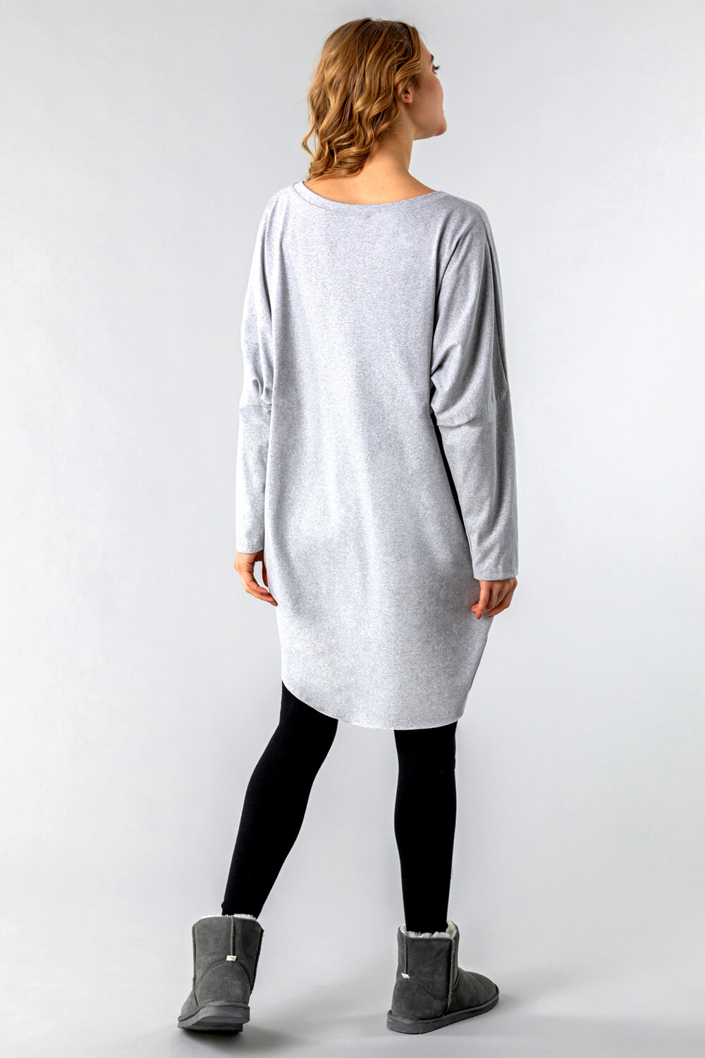 Light Grey One Size Foil Heart Print Lounge Top, Image 3 of 4