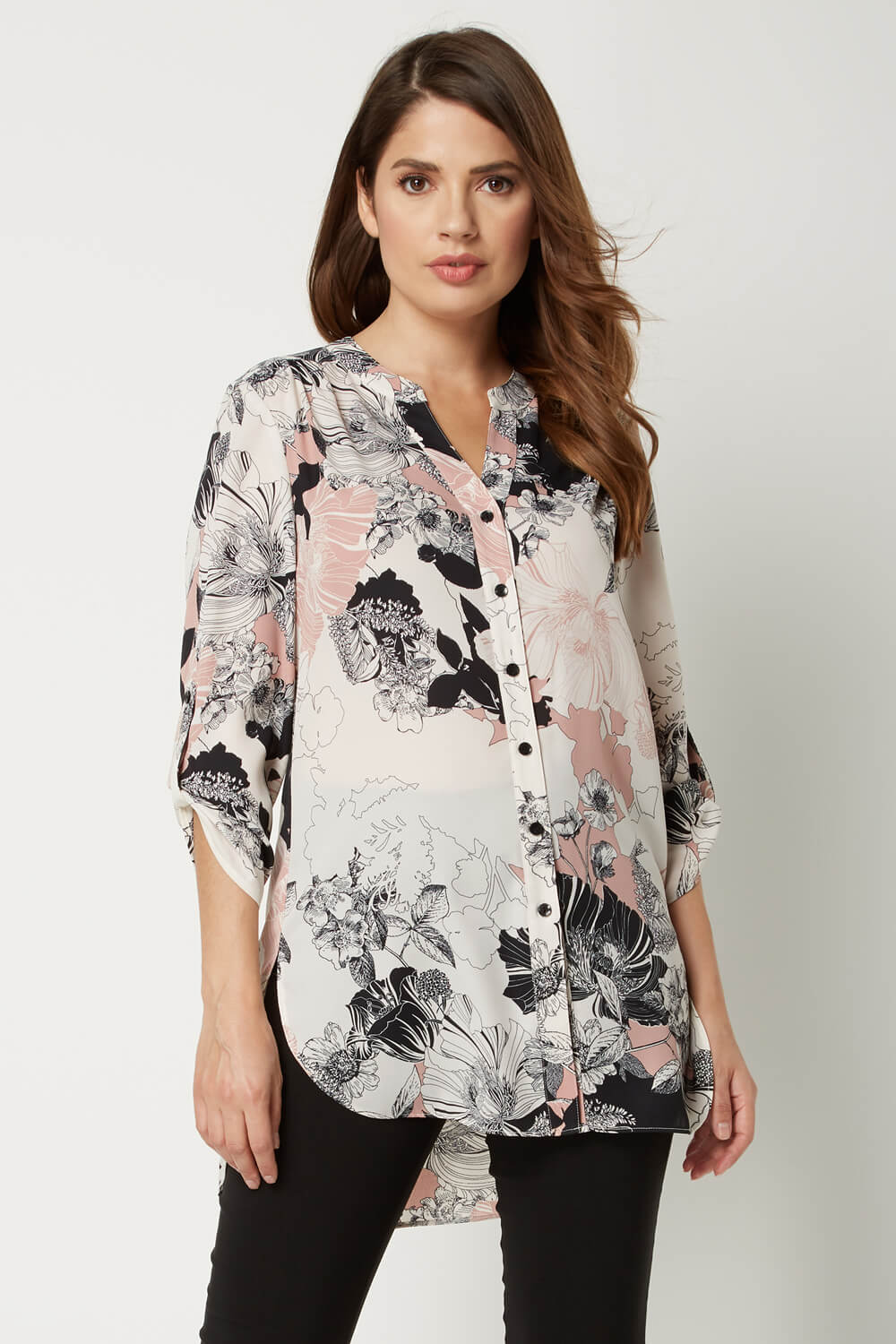 Floral Roll Sleeve Shirt