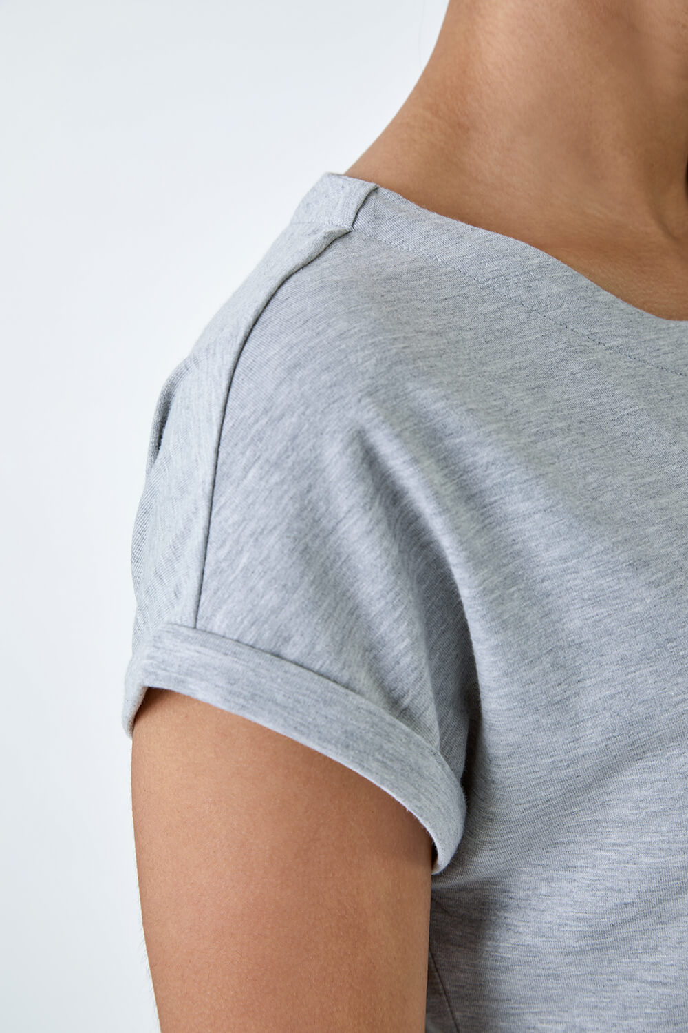Light Grey Plain Stretch Cotton Jersey T-Shirt, Image 5 of 5