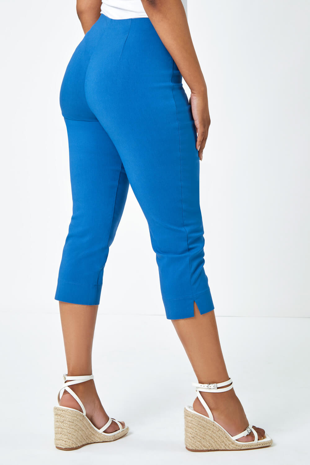 Petrol Blue Petite Cropped Stretch Trouser, Image 3 of 5