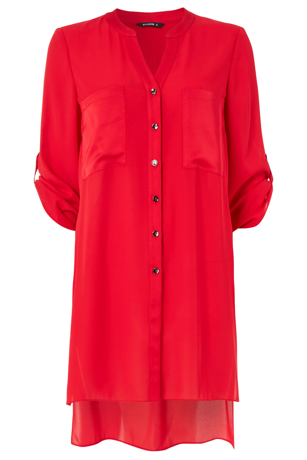 Red Longline Button Through Blouse, Image 5 of 5