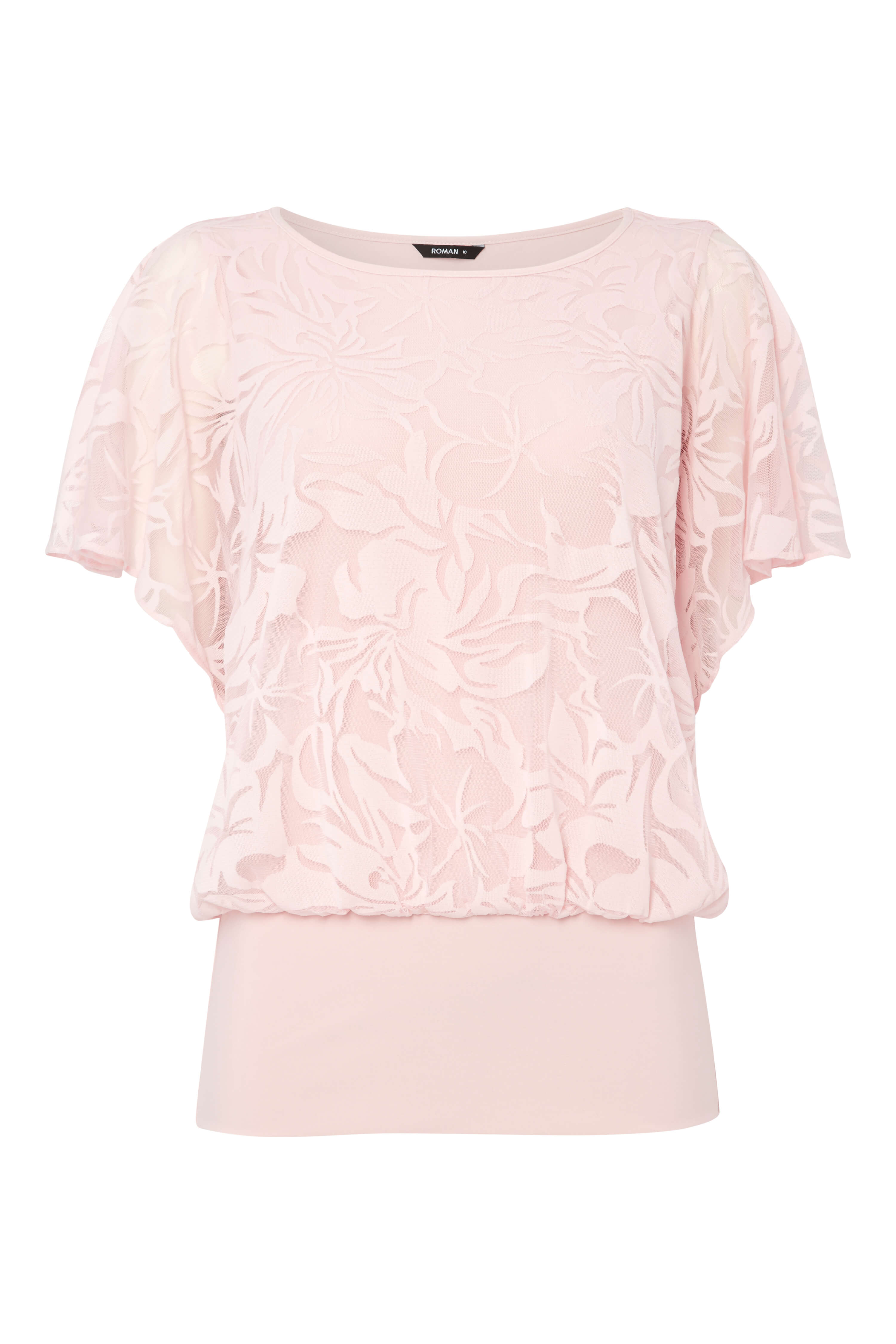 PINK Floral Double Layer Burnout Print Top, Image 5 of 5