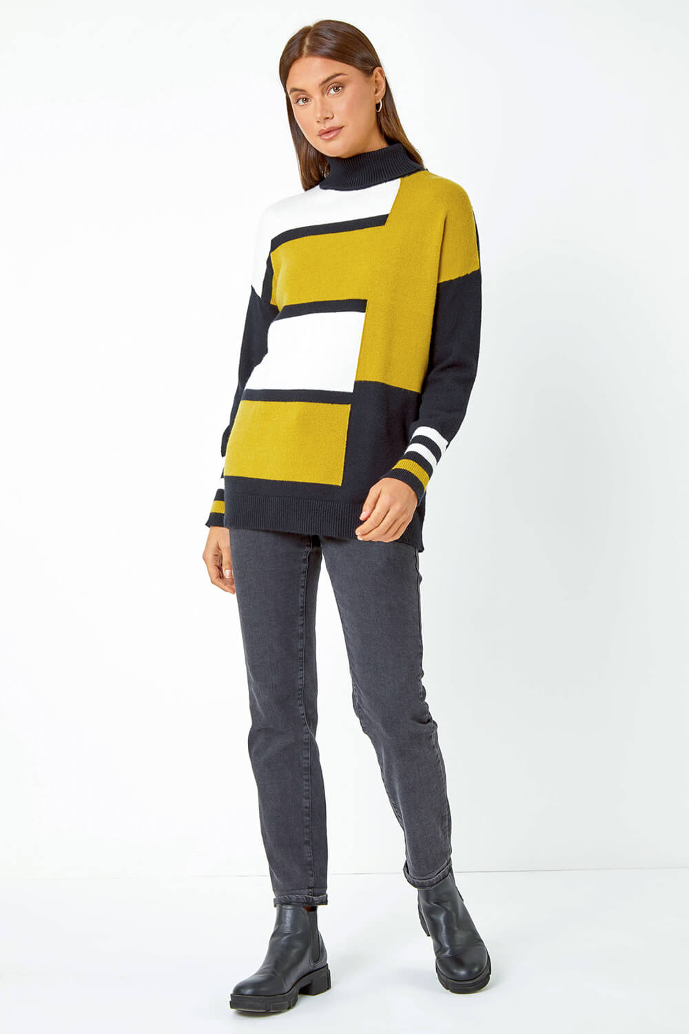 Multi  Colour Block Knitted Jumper, Image 2 of 5
