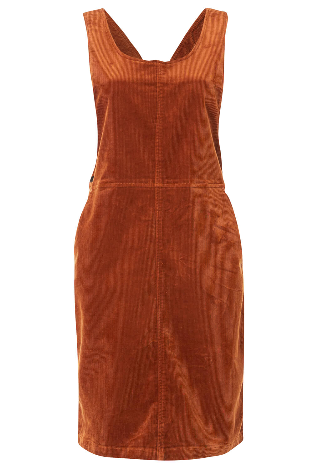Rust Button Corduroy Pinafore Dress, Image 5 of 5