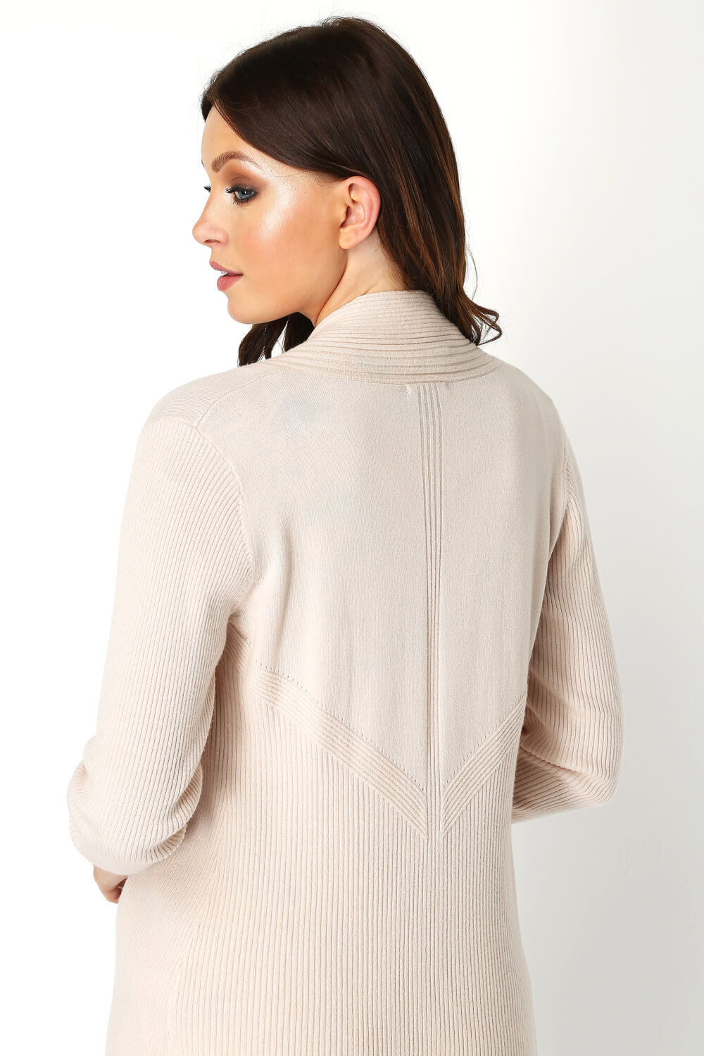 Natural  Pointelle Rib Front Cardigan, Image 4 of 5