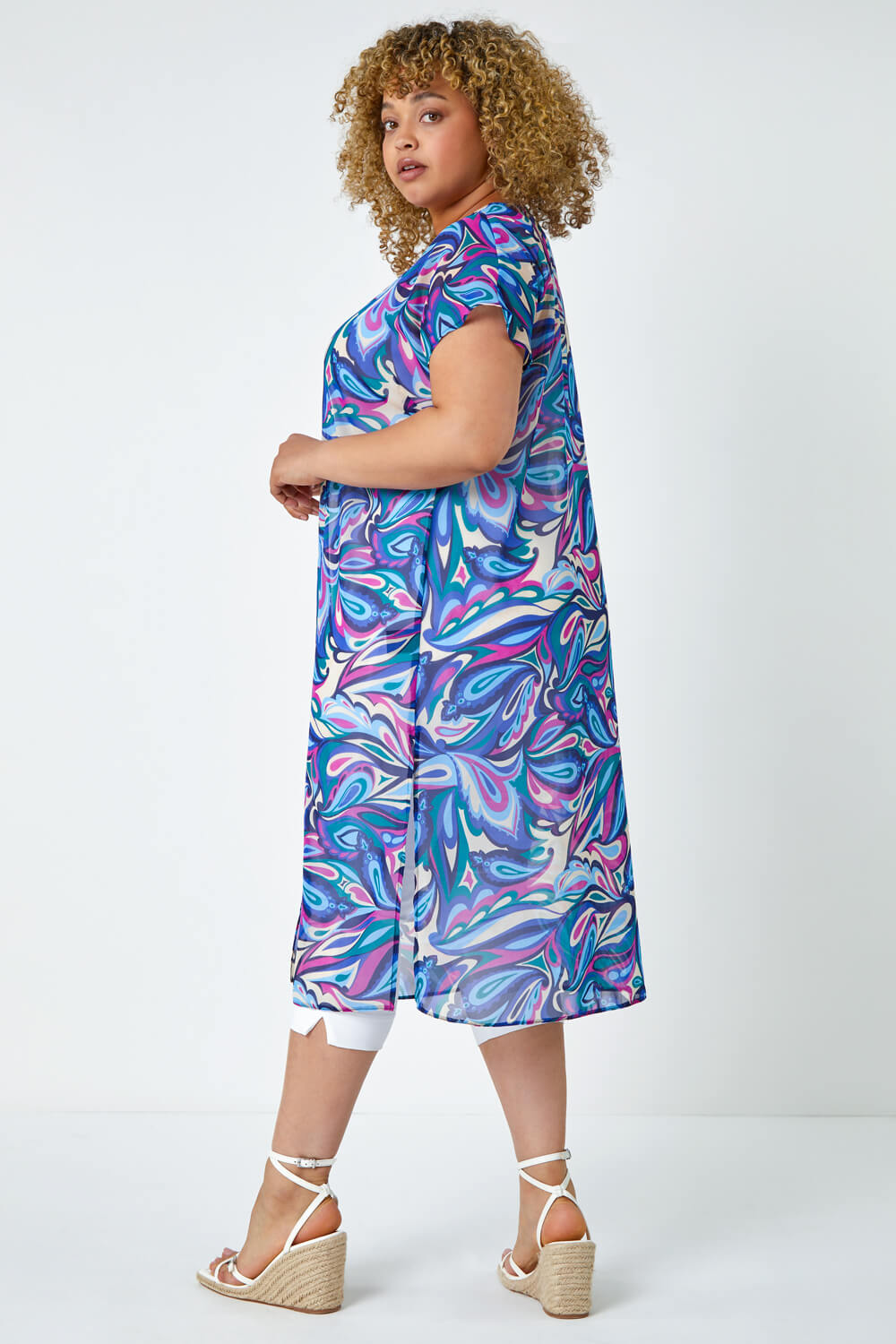 Paisley Print Long Billowy Kimono