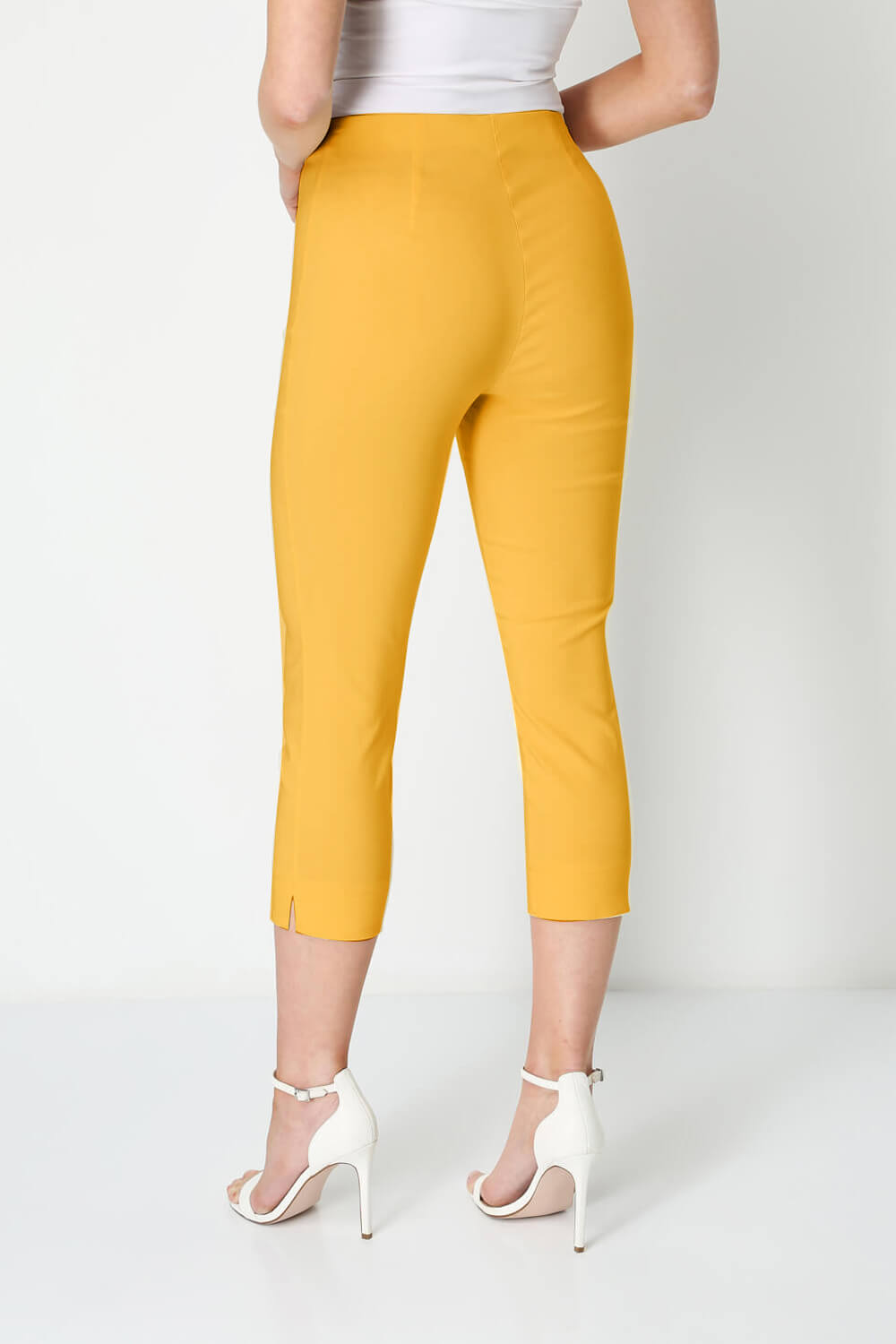 Yellow Cropped Stretch Trouser, Image 2 of 5