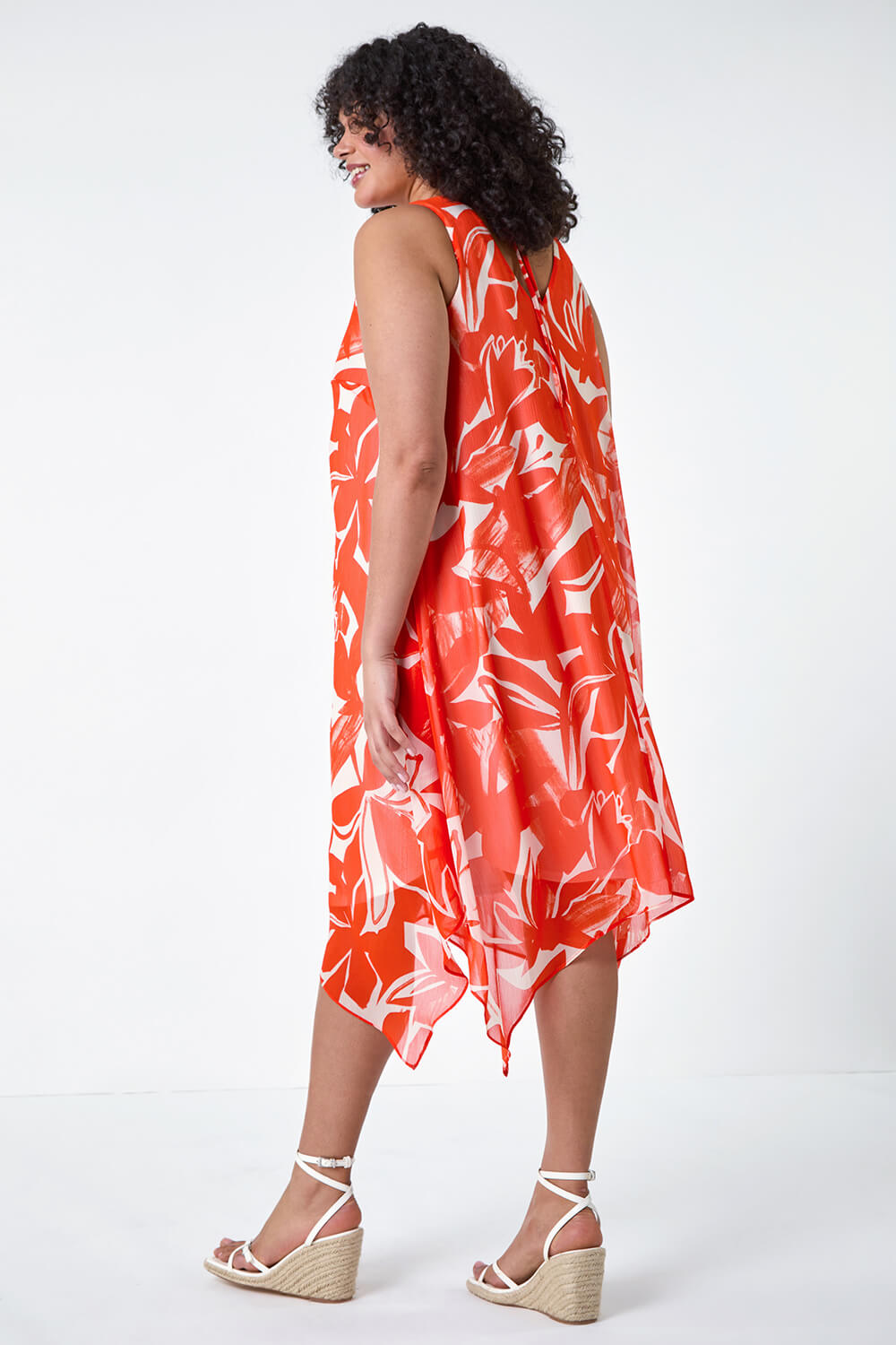 ORANGE Curve Abstract Print Chiffon Dress, Image 3 of 5