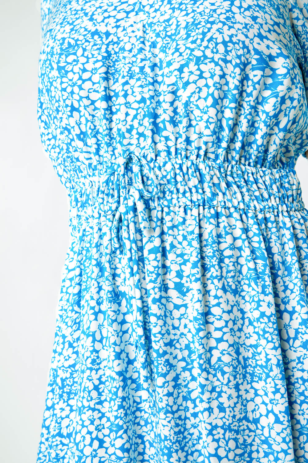 Blue Petite Ditsy Floral Stretch Midi Dress, Image 5 of 5