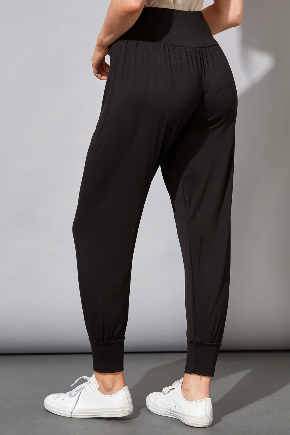 Black Jersey Stretch Harem Trousers, Image 2 of 2