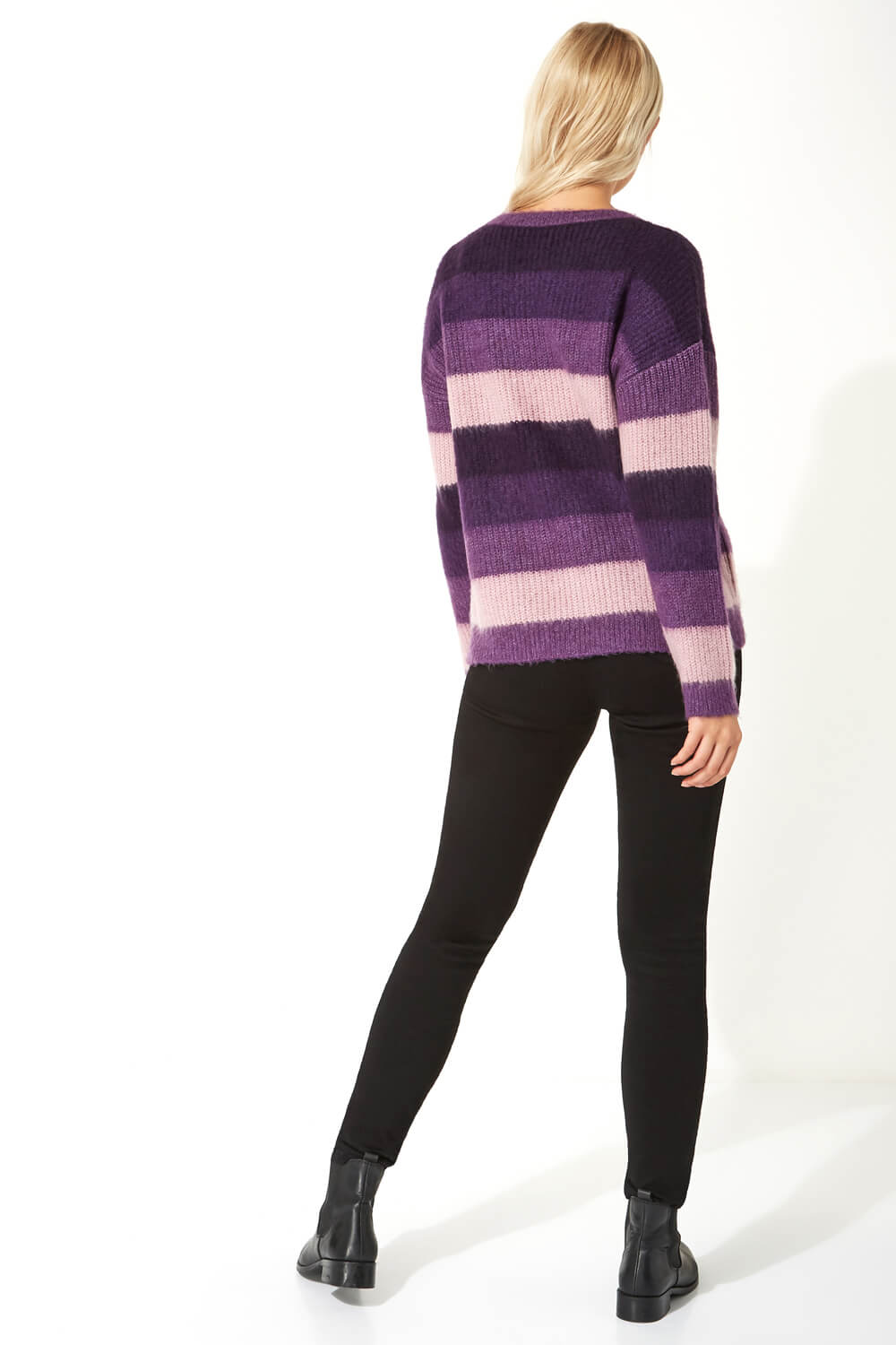 Purple Brushed Stripe Jumper, Image 3 of 5