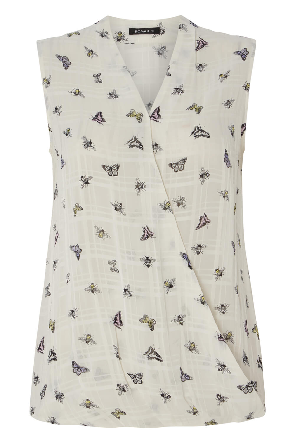 Ivory  Butterfly and Bee Sleeveless Wrap Top, Image 4 of 4