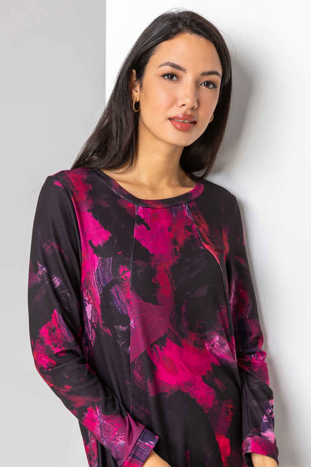 PINK Abstract Print Jersey Cocoon Dress, Image 4 of 4