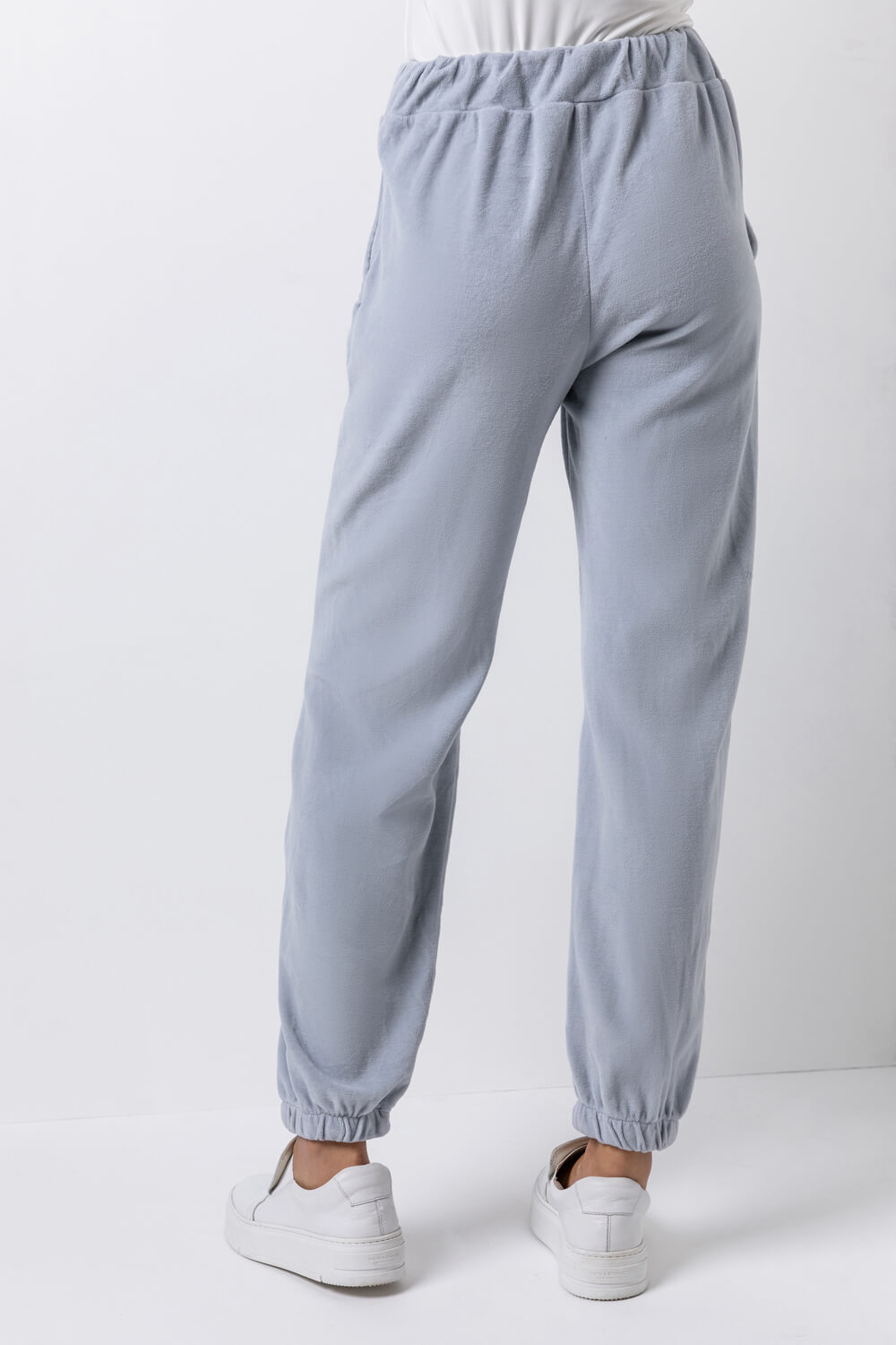 Light Grey Velour Lounge Drawcord Joggers, Image 2 of 4