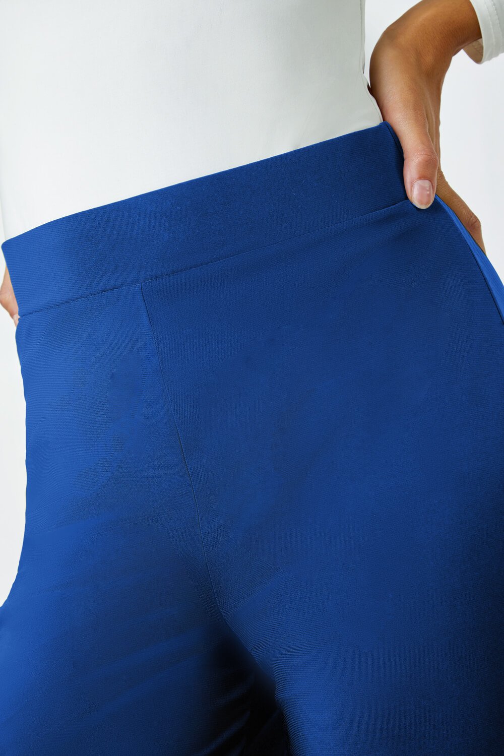 Blue Wide Leg Stretch Trousers, Image 5 of 5