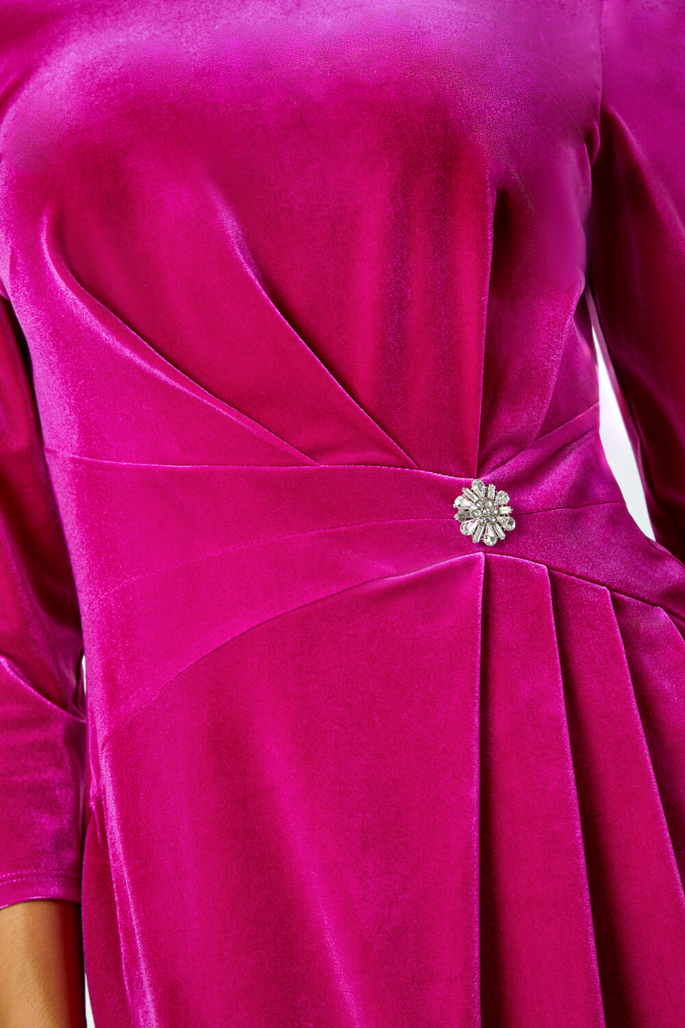 PINK Velvet Side Twist Diamante Stretch Dress, Image 5 of 5