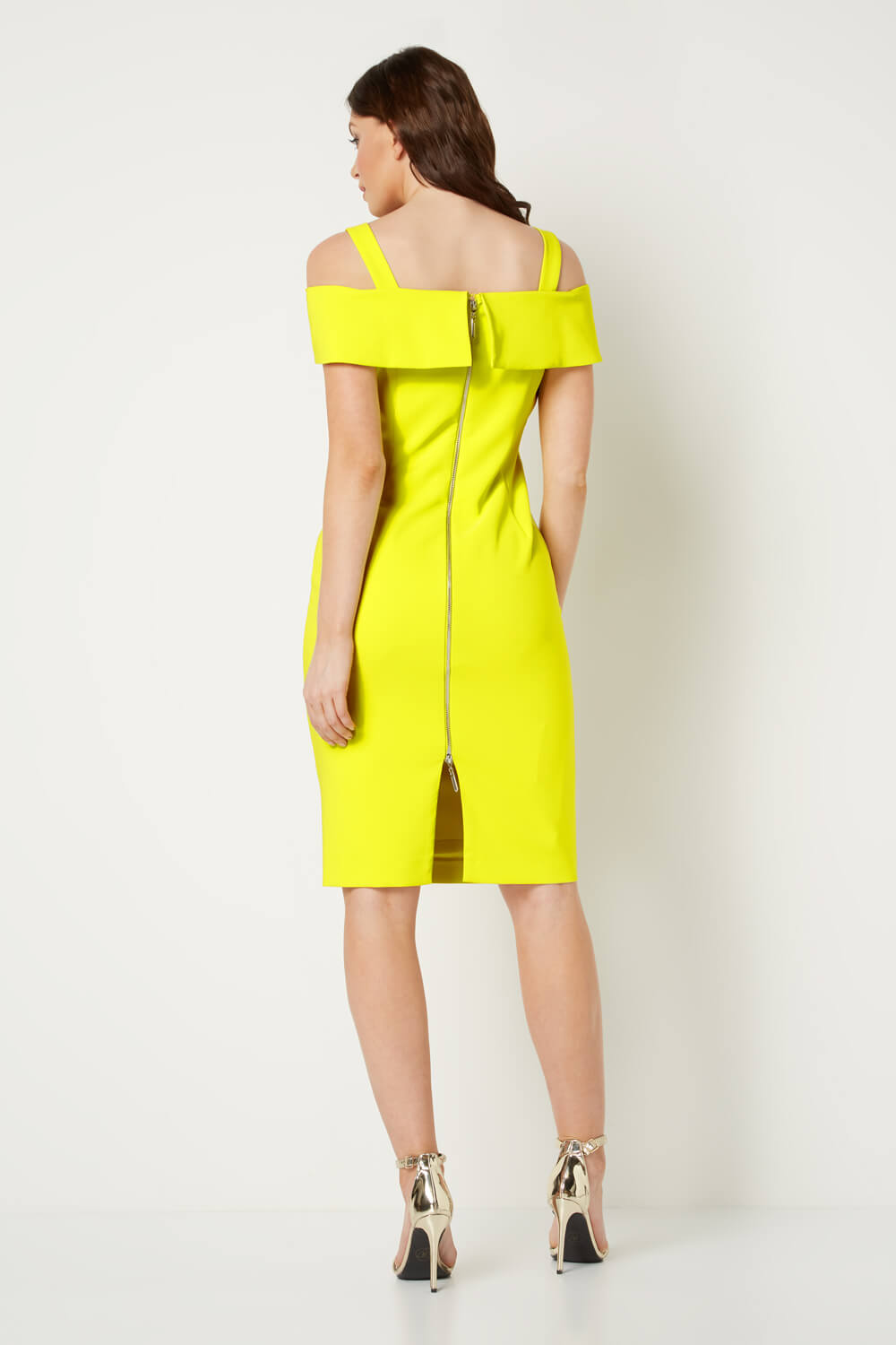 Lime Cold Shoulder Scuba Dress, Image 2 of 4