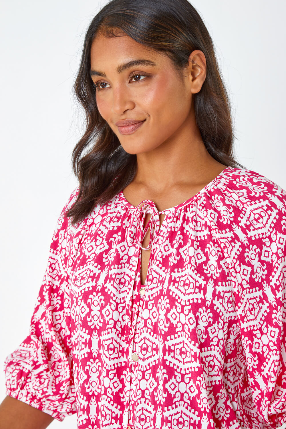 PINK Paisley Print Button Through Blouse, Image 4 of 5