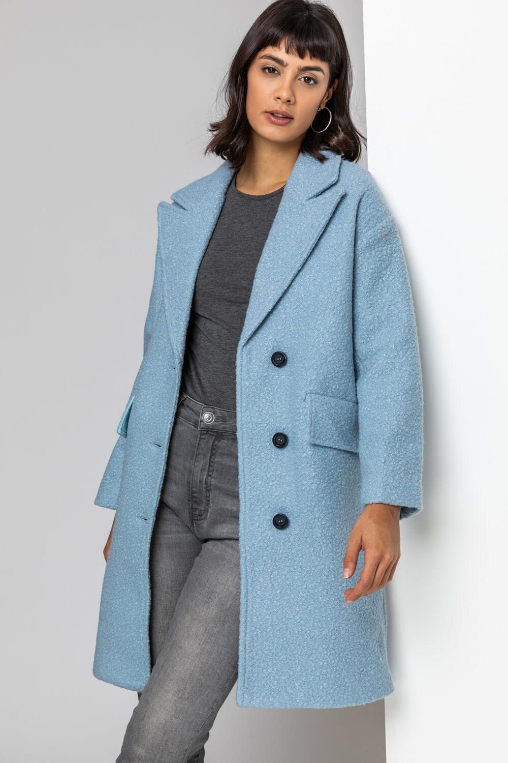 Single Breasted Longline Textured Coat