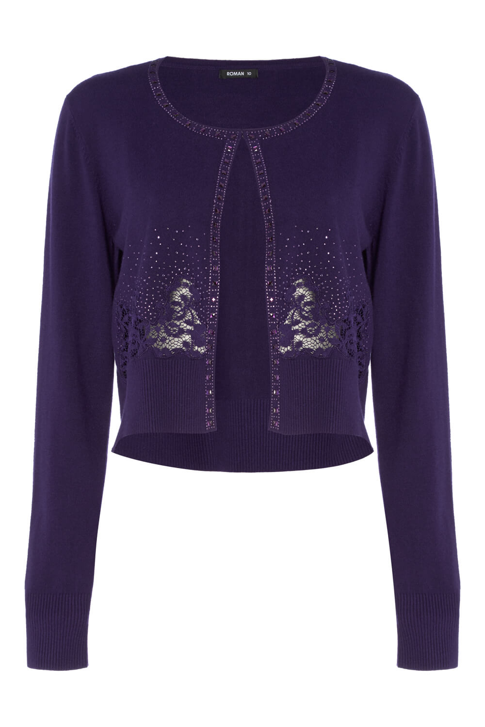 Purple Lace Detail Cardigan , Image 3 of 3