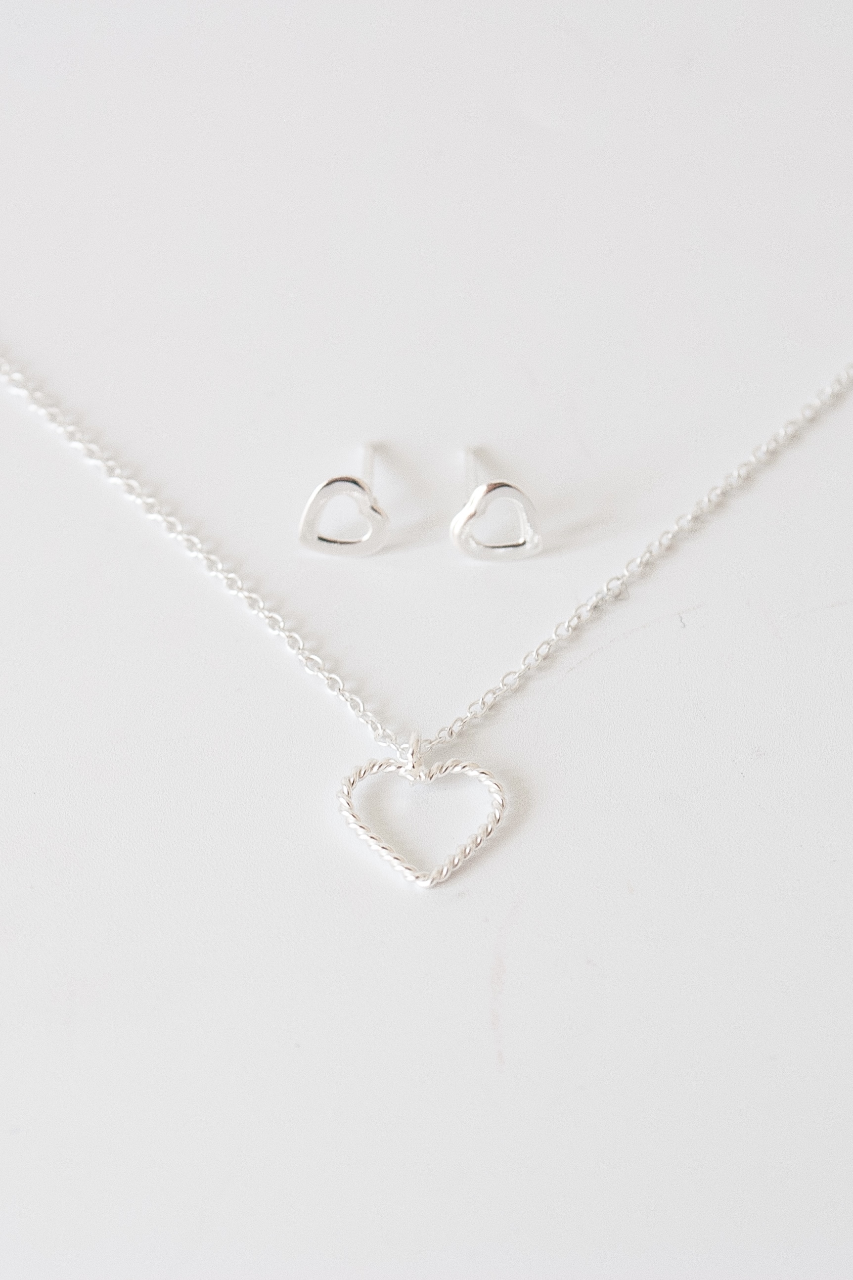 Sterling Silver Heart Pendant And Earring Set