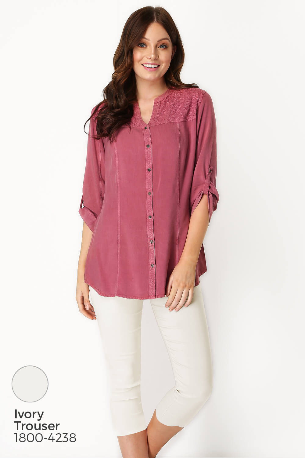 PINK Embroidered Button Through Blouse , Image 7 of 9