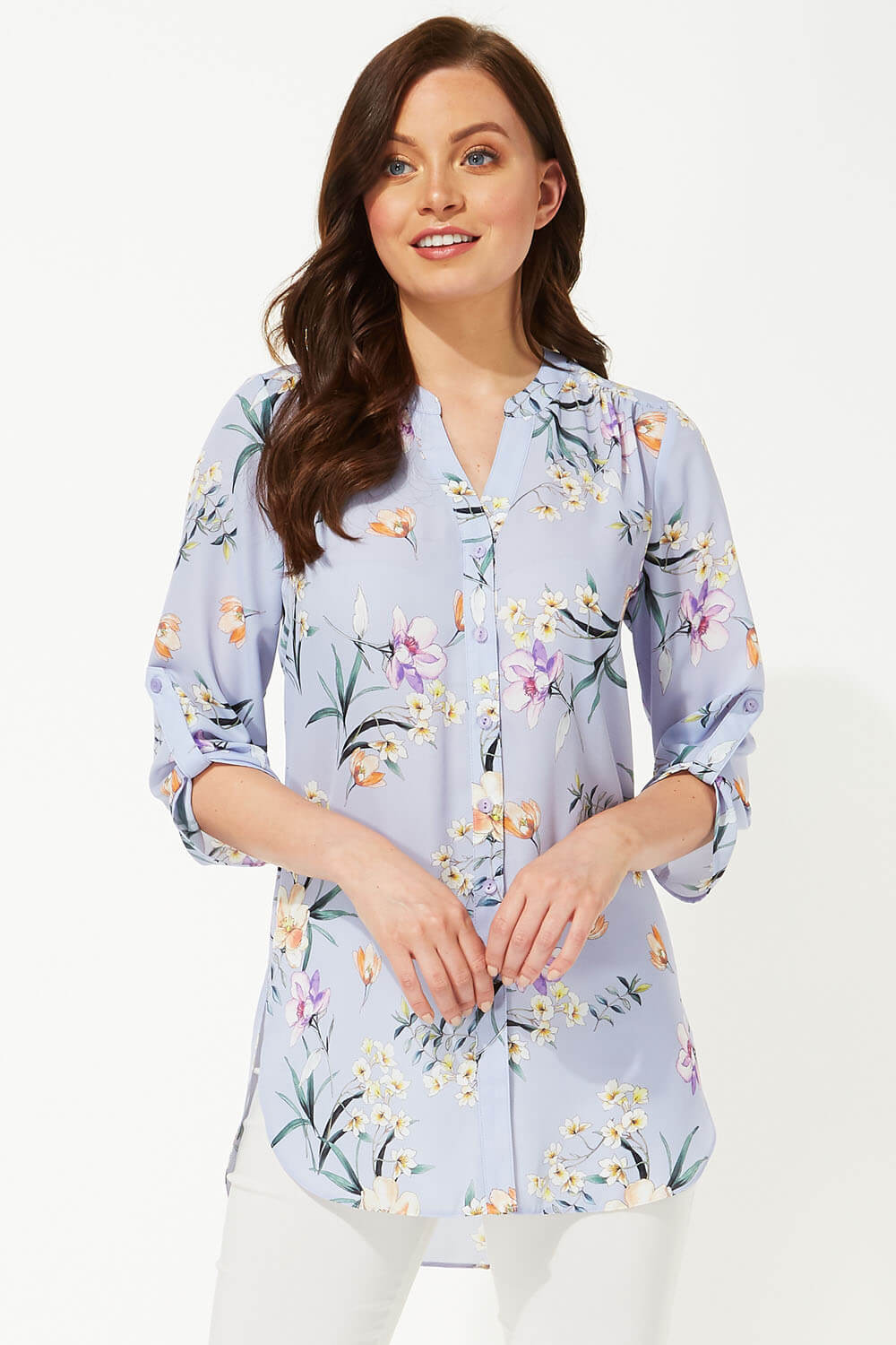 Floral Roll Sleeve Overshirt