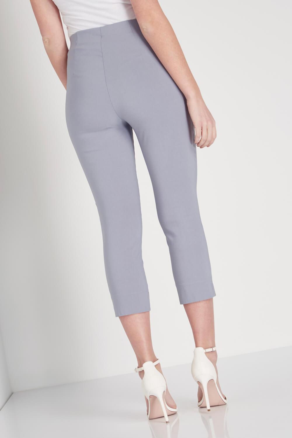 Light Grey Cropped Stretch Trouser, Image 2 of 4