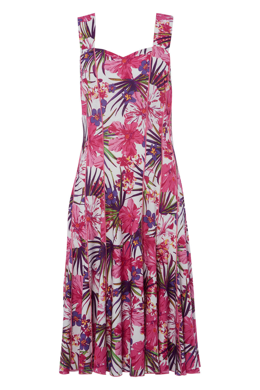 Tropical Floral Panel Dress in Pink - Roman Originals UK