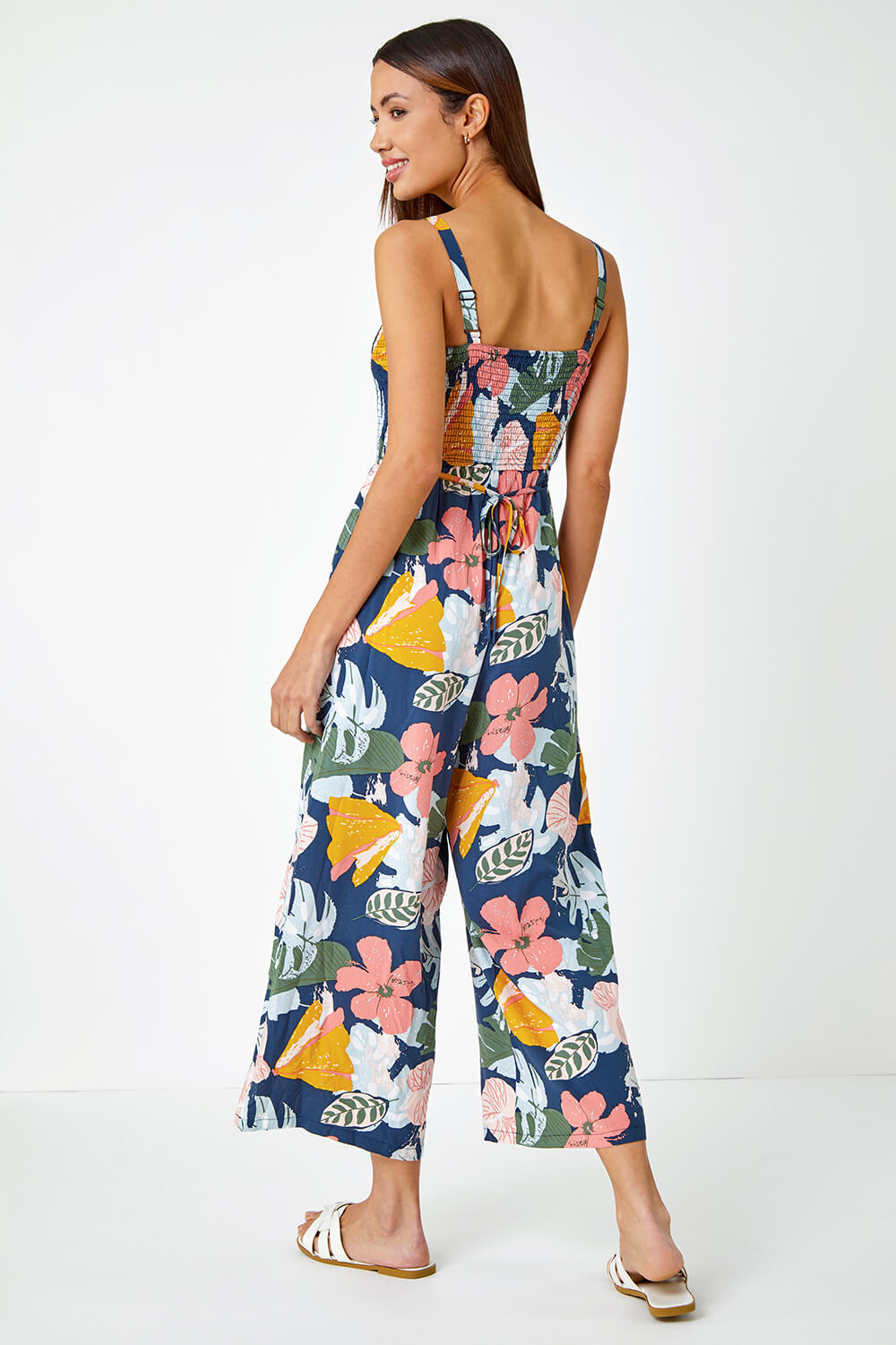 Multi  Floral Print Stretch Jumpsuit, Image 3 of 5