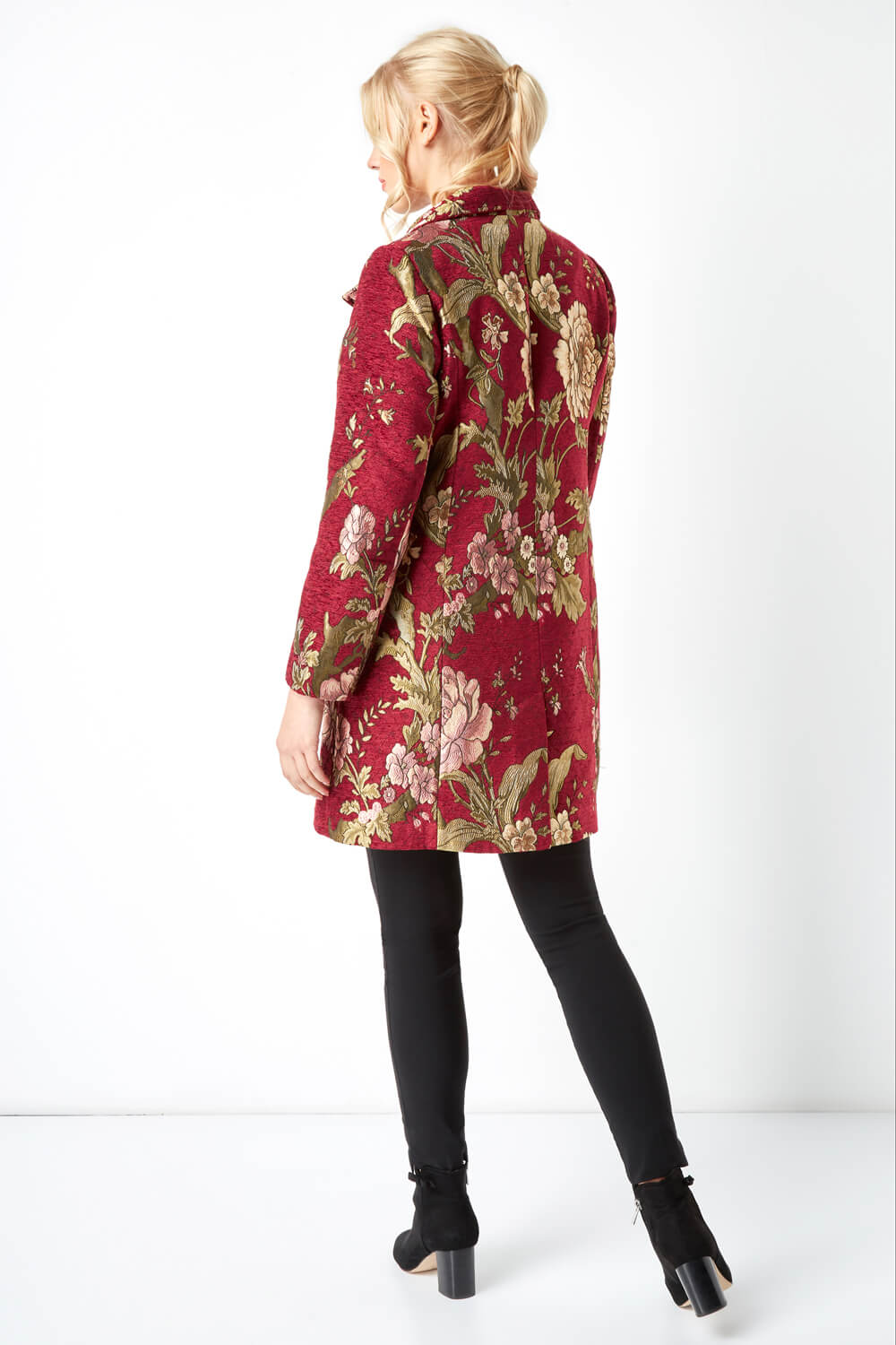 Floral Jacquard Coat in Multi Coloured Roman Originals UK