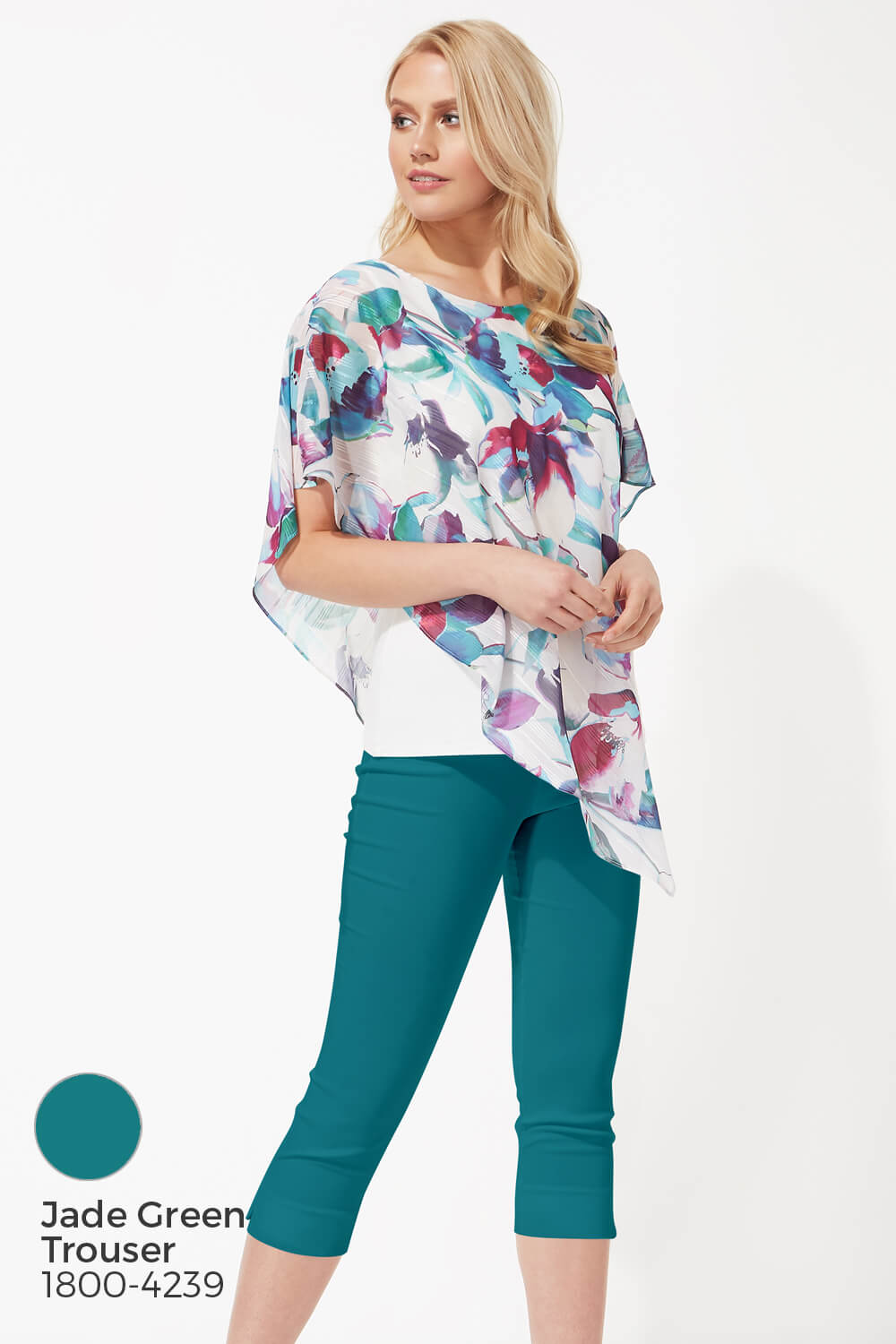 Multi  Floral Asymmetric Overlay Top, Image 6 of 8