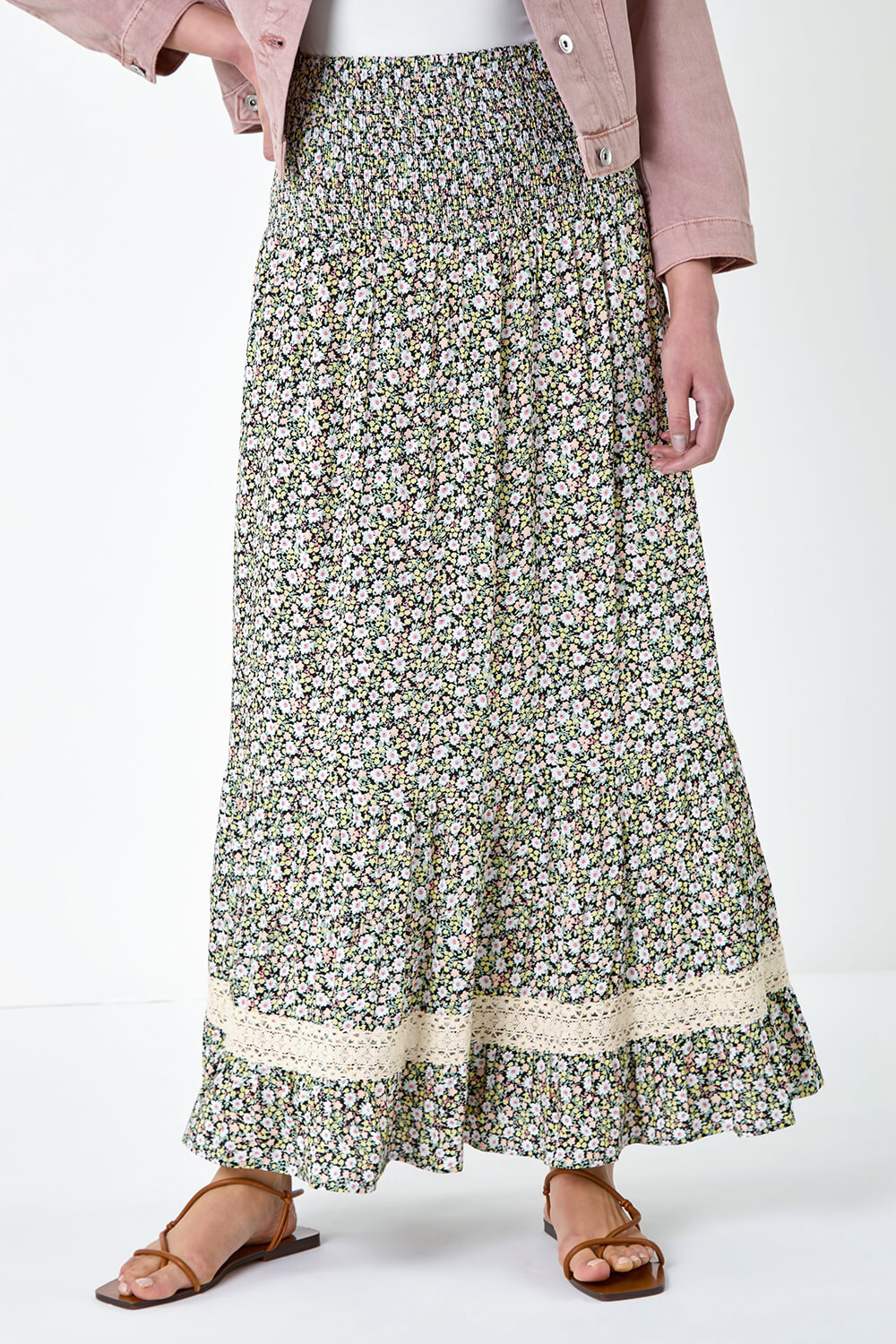 Multi  Lace Trim Floral Multiway Skirt Dress, Image 4 of 6