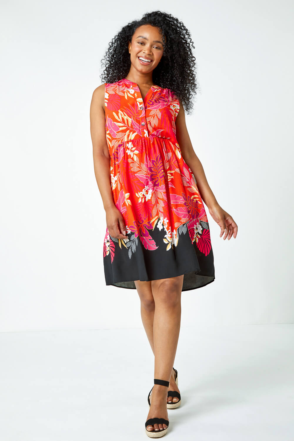 PINK Petite Palm Print Tunic Dress, Image 3 of 5