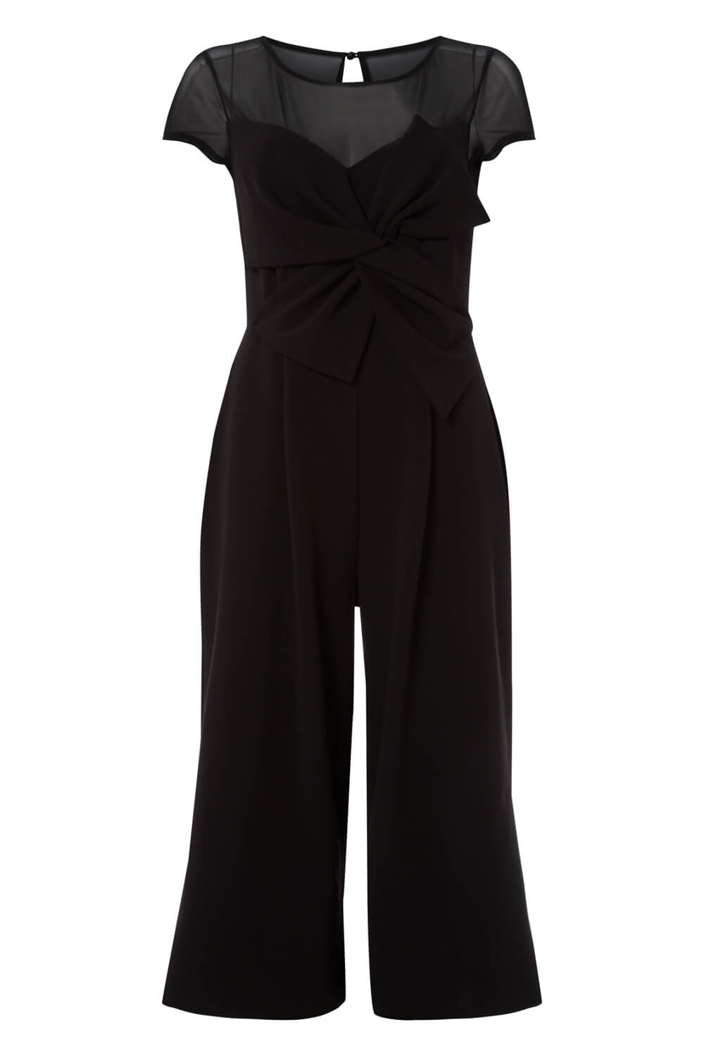 Black Bow Culotte Jumpsuit in Black - Roman Originals UK