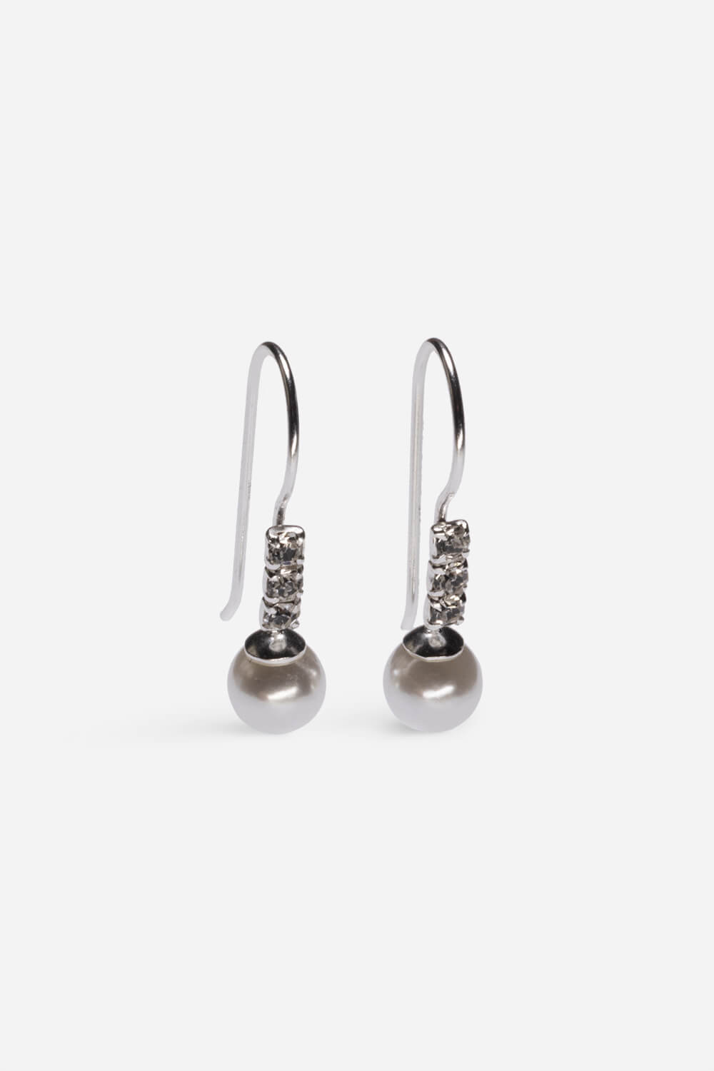 Sterling Silver Crystal And Pearl Drop Earring