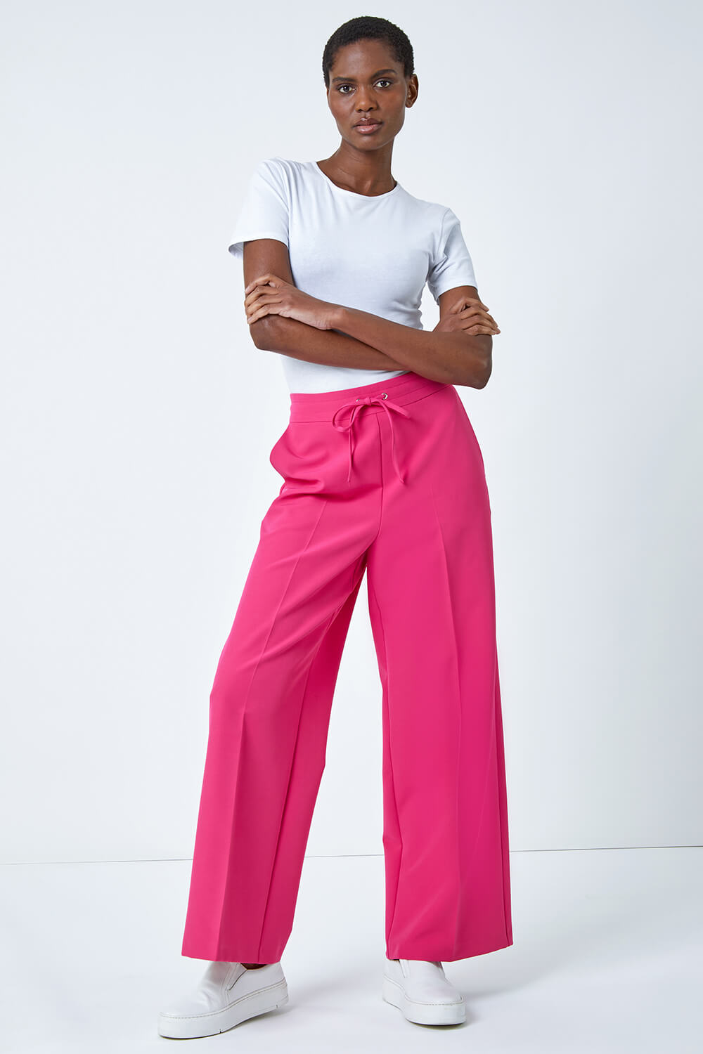 PINK Wide Leg Tie Front Trouser, Image 2 of 5